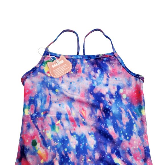 Galaxy Print Girls One-Piece Swimsuit With Spaghetti Straps Size  8 -10 - Picture 4 of 6